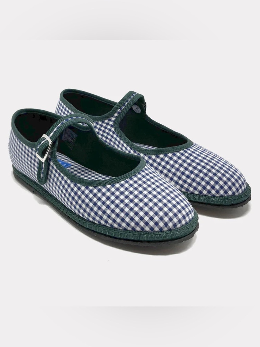 SantM Mary Jane Furlane Flats Navy Gingham Size 37 / US 7